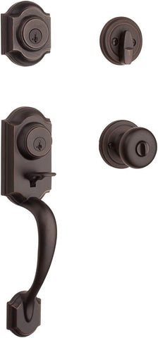 Montara Front Door Lock Handle and Deadbolt Set, Entry Handleset Exterior with Interior Door Knob, Venetian Bronze - Door Handleset