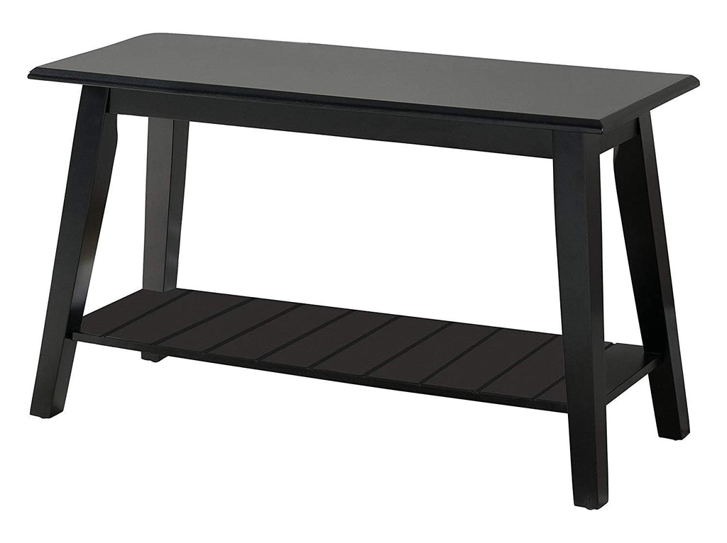 Contemporary Entryway Shoe Bench with Storage Shelf, Black