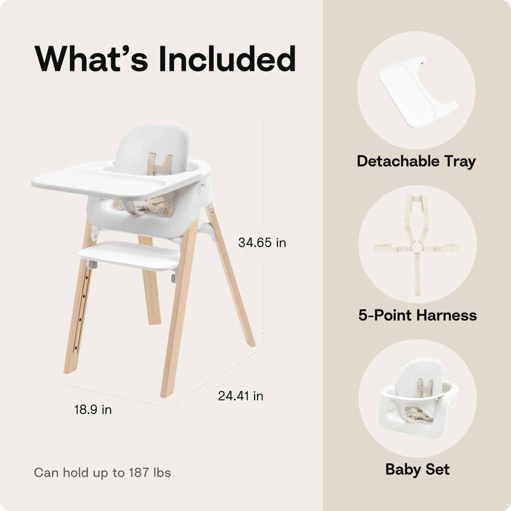 Steps High Chair for Babies & Children from 6 Months to 10 Years - 2-in-1 Adjustable & Ergonomic Design - Removable