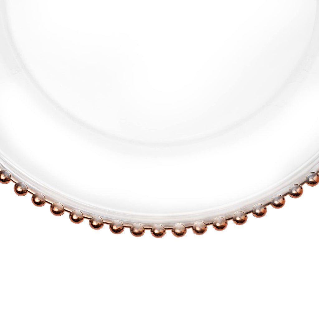 Beaded Rim Charger Plate | Service Plate for Parties, Dinner, Weddings, Quinceaneras and Events | 13 inch Diameter