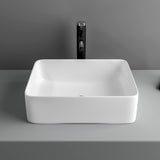 19"x15" Vessel Sink Rectangule Bowl Sinks for Bathrooms White Vessel Sink Above Counter Rectangular Ceramic Vessel