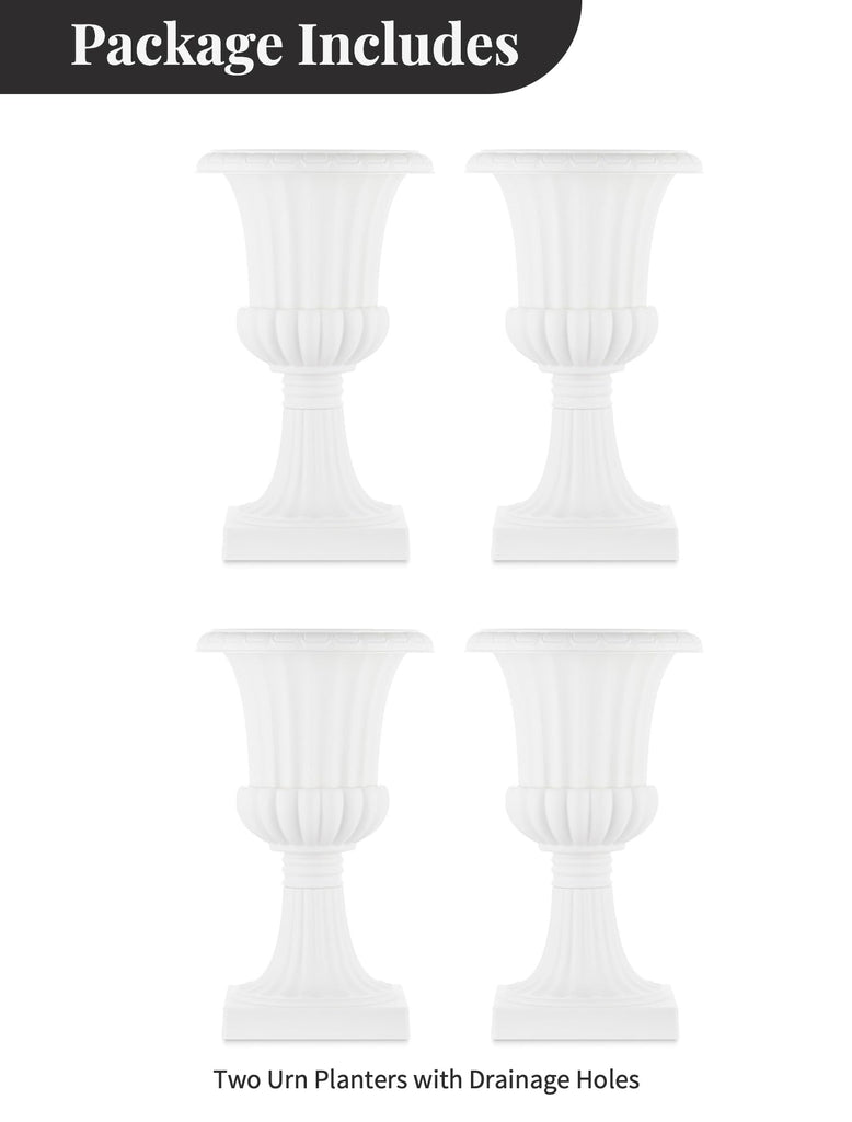 4 Pcs Classic Urn Planter: 19.7 Inch Plastic Plant Pot for Outdoor