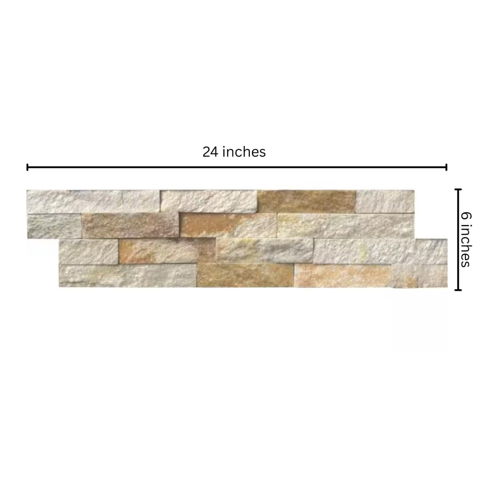 Glowing Autumn Splitface Stacked Ledger Wall Panel 6 in. x 24 in. Natural Stone Tile for Accent Walls Kitchen