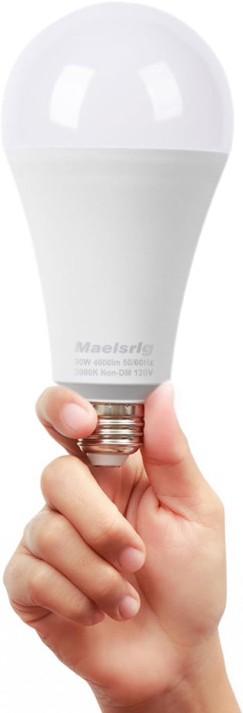 300W Equivalent LED Bulb, 30W 4000 Lumens Daylight 5000K, E26 Base, 120V, Non-Dimmable, 4-Pack - Replaces 300 Watt