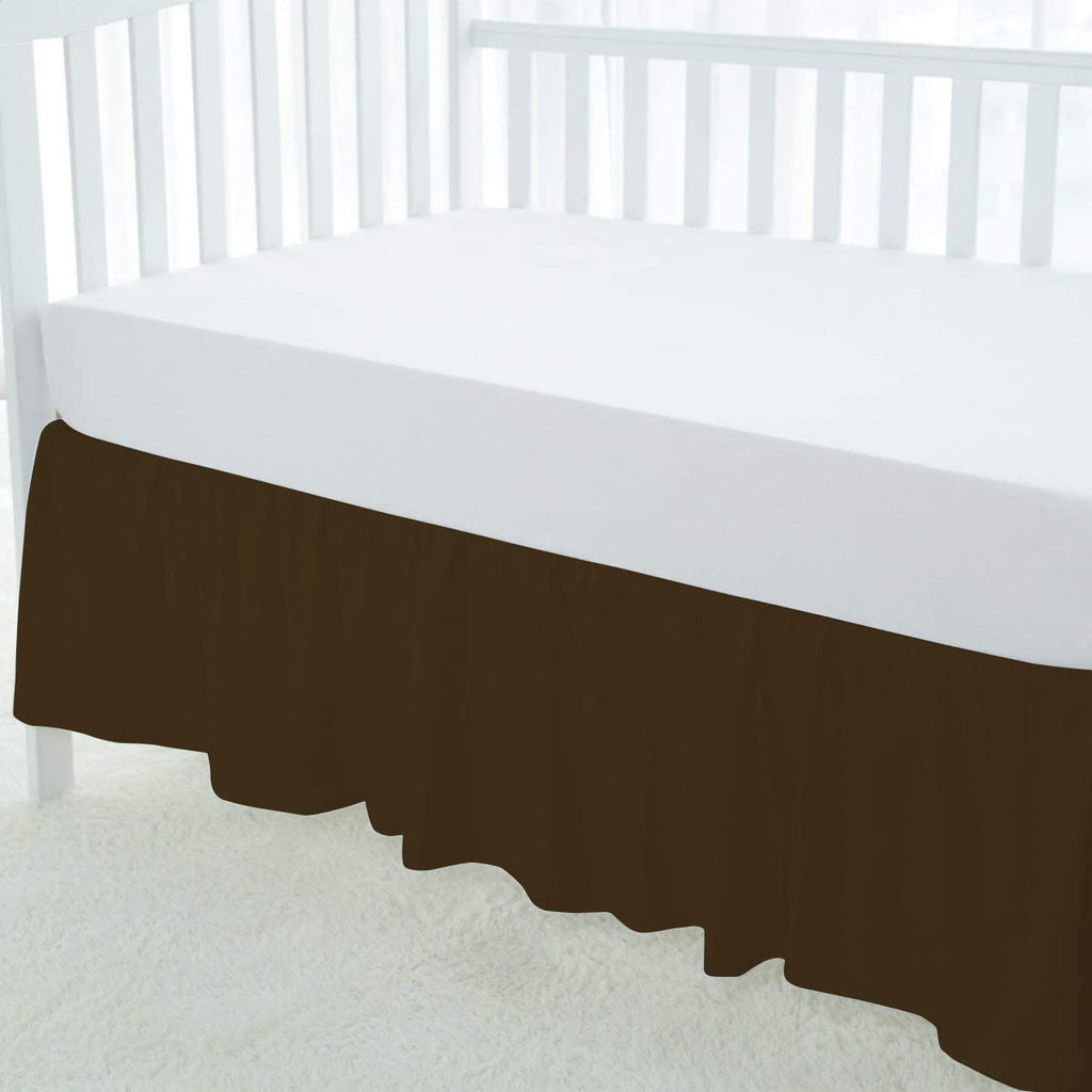 Dust Ruffle Crib Skirt, 100% Egyptian Cotton 800 Thread Count, Crib Size (28" x 52"+16") Inch Drop Toddler Bed Skirt