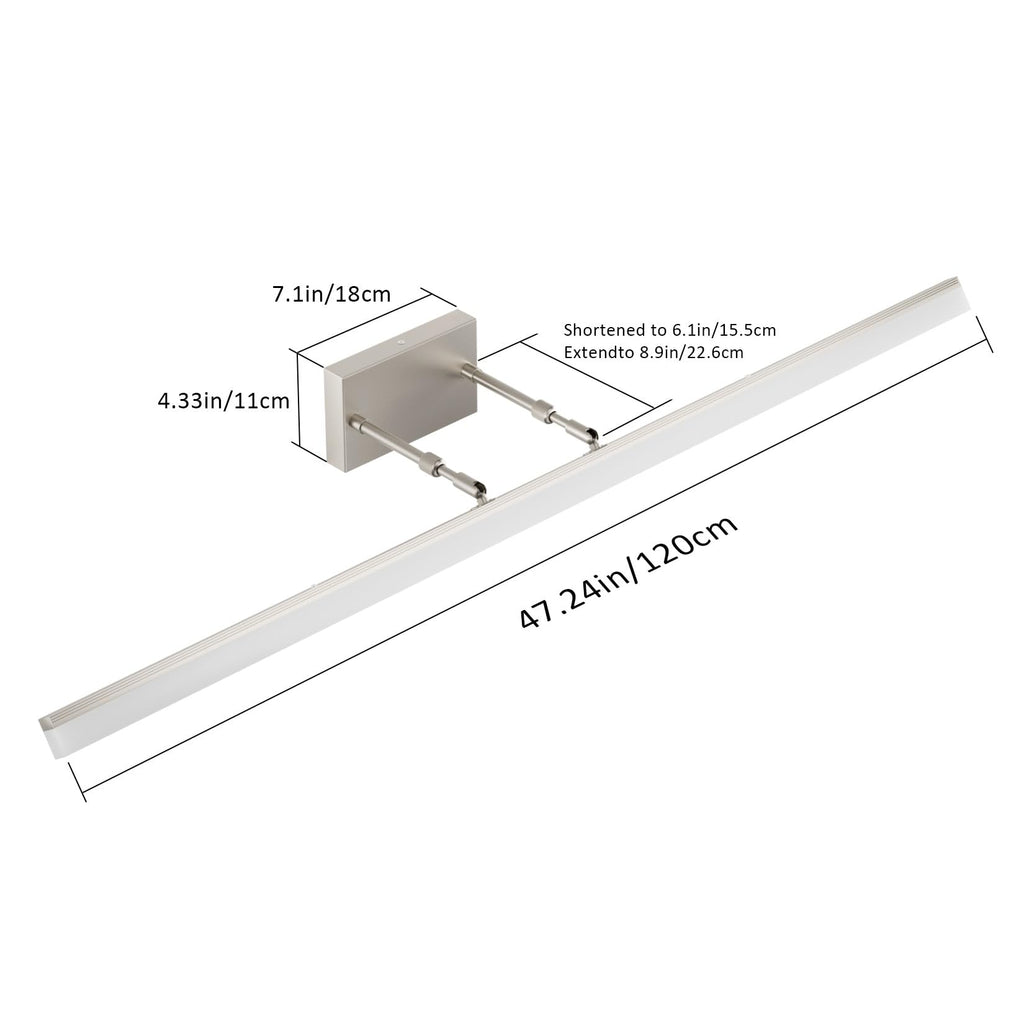 48inch Brushed Nickel Bathroom Llight Fixtures LED Vanity Light Adjustable Modern Vanity Lights Over Mirror Rotatable