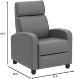 Padded Seat Recliner Chair Set of 2 Single Sofa Recliner for Living Room PU Leather Upholstered Reclining Chair Home