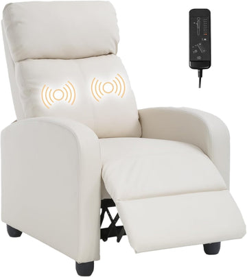 Recliner Chair Breathable Padded PU Leather Massage Single Sofa Recliners for Small Recliner Chair with Footrest Home