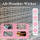 7-Piece PE Rattan Outdoor Patio Furniture Set - Dining | Grey with Thick Cushions for Backyard, Garden & Porch