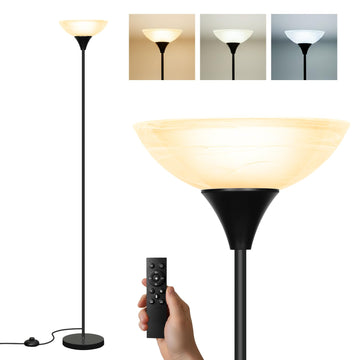 Floor Lamp, Standing Lamps with Glass Shade, Led Floor Lamp Remote