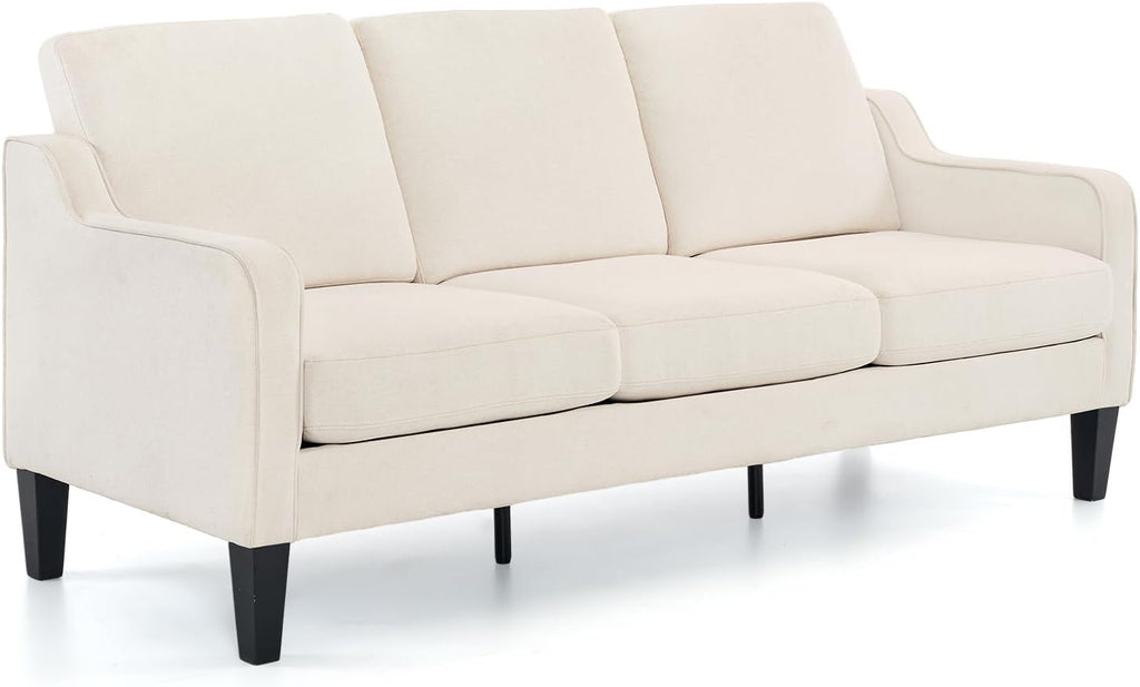 Small Couch Sofa 71" Comfy Couches for Living Room Beige 3 Seat Sofa Couch Mid Century Modern Sofa Furniture Couches