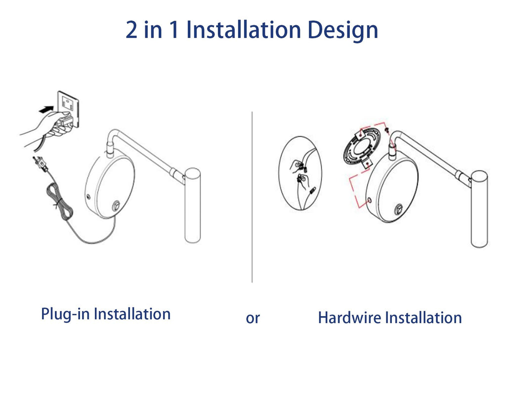 Wall Mounted Lamp, Sconce Light with Plug in Cords Wall Reading Light with Switch Bedroom Warm White