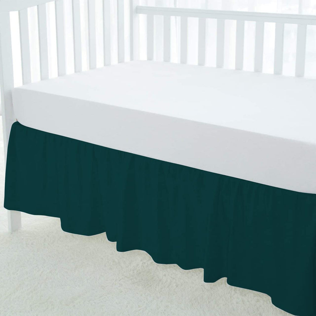 100% Egyptian Cotton, Nursery Crib Toddler (28" x 52" + 14") 800 Thread Count Crib Skirt Dust Ruffle, Bedding Skirts
