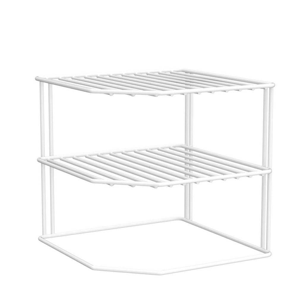 Kitchen Cupboard Organiser, 3 Tier White Corner Plate Rack Cupboard Storage - Cupboard Shelf Insert Organiser (Pack