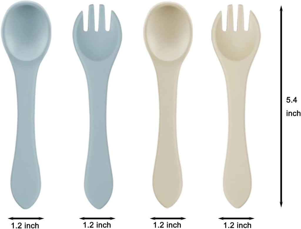 Silicone Baby Feeding Set| 2 Divided Suction Plate + 2 Suction Bowl + 2 Tiny Cup with 2 Spoons| Baby Led Weaning