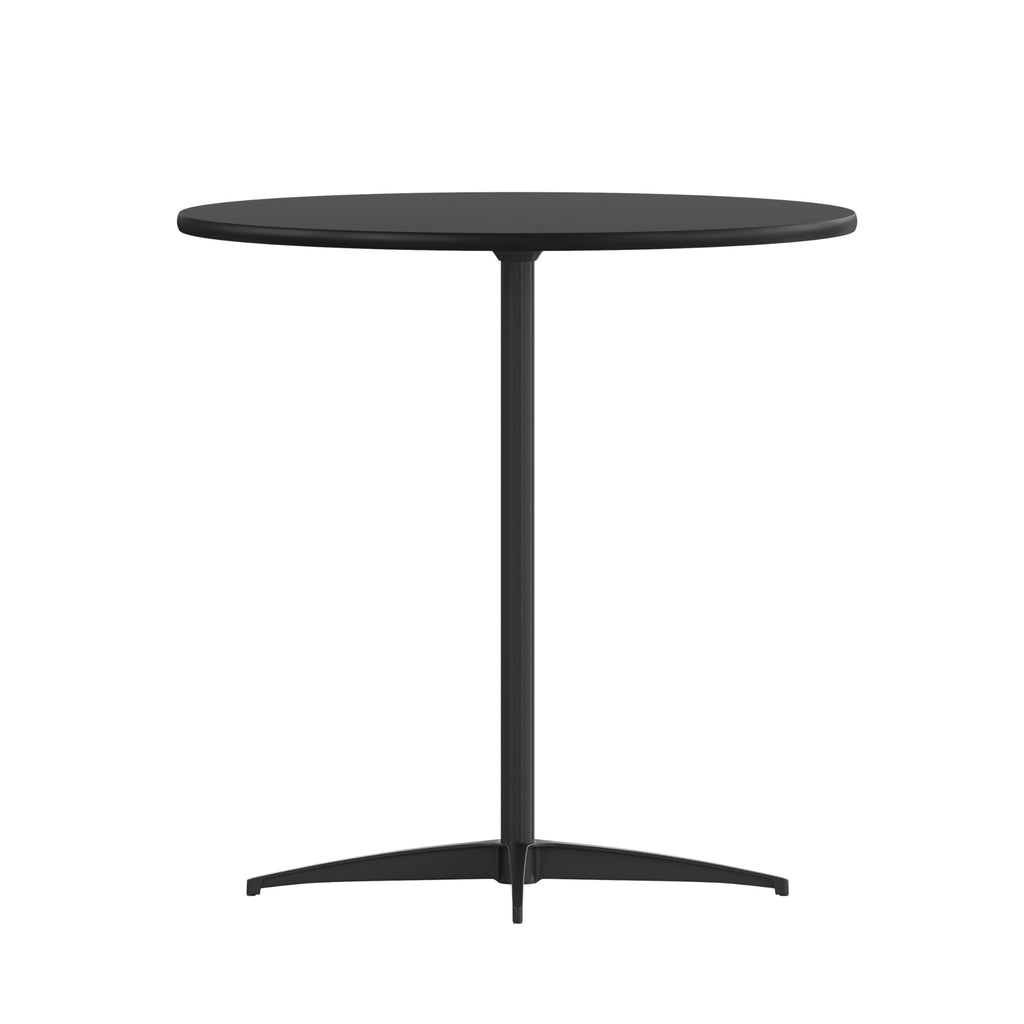 30 in Wood Round Cocktail Table, Black