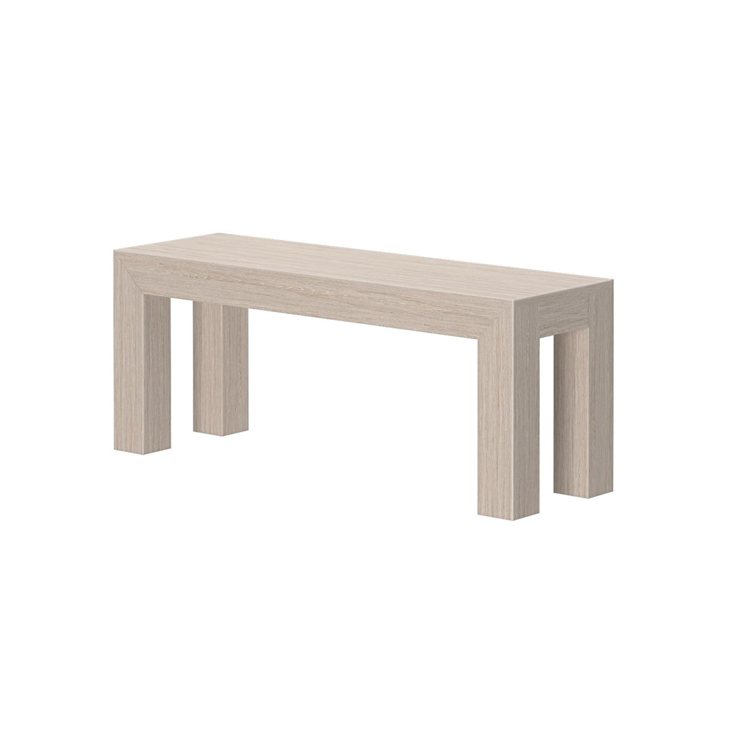 Modern Dining Bench, 49 Inch, Seashell Wirebrush
