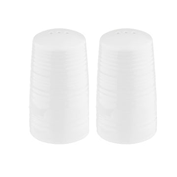 10413 Salt & Pepper Shaker Set, Pulito Collection, 1.25 oz, 2" Dia x 3.375" H, White Melamine with Textured Finish