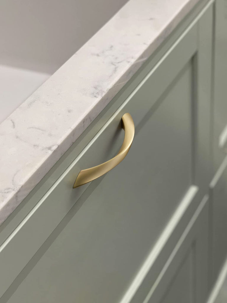 Brushed Gold Cabinet Pulls 5 Inch Arch Twisted Brass Handles Drawer Kitchen Cupboard Bathroom Dresser Cabinet