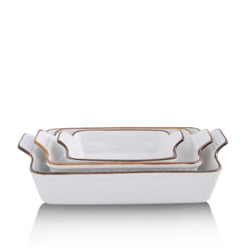 Bakeware Set, Ceramic Baking Dish Set, Rectangular Casserole Dish Set, Lasagna Pans for Cooking, Cake Dinner
