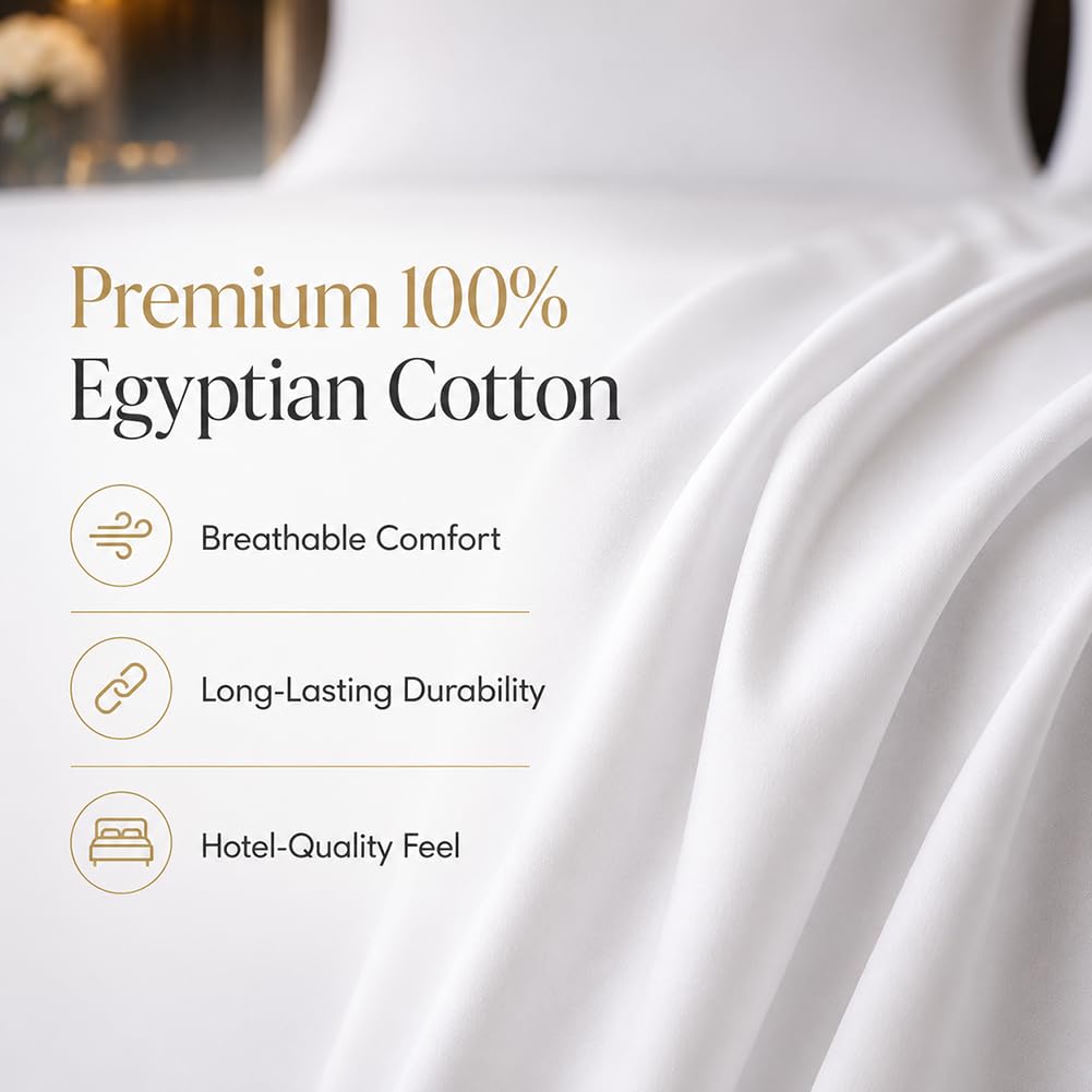 Egyptian Cotton Sheets 18 Inch Deep Pocket Soft Percale