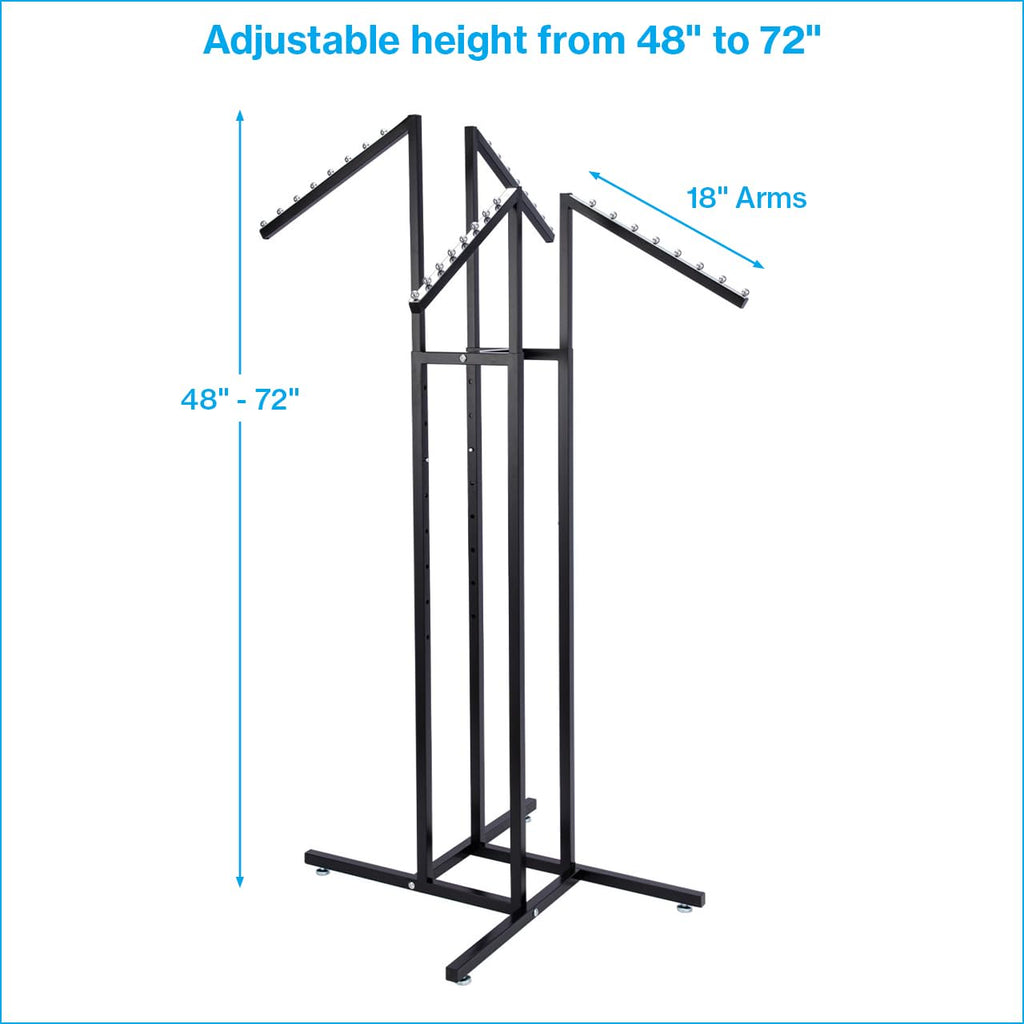 Black 4-Way Clothing Rack with Adjustable Slant Arms for Retail