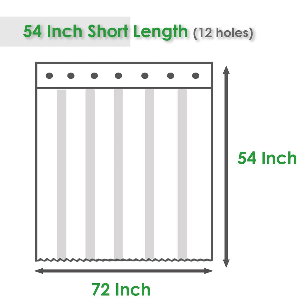 Short Shower Curtain Liner 54 Inch Length, 8G Heavy Duty EVA Plastic Bathroom Shower Liners for Walk in tub with 3