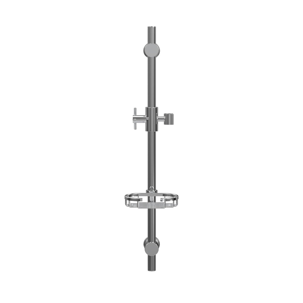 Adjustable Slide Bar for Hand Shower with Wire Basket Soap Dish, Polished Chrome