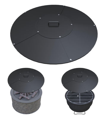 20" Round Fire Pit Lid Fits for Bonfire Pits up to 18", Metal Cover with Handle, All-Weather Resistance Outdoor
