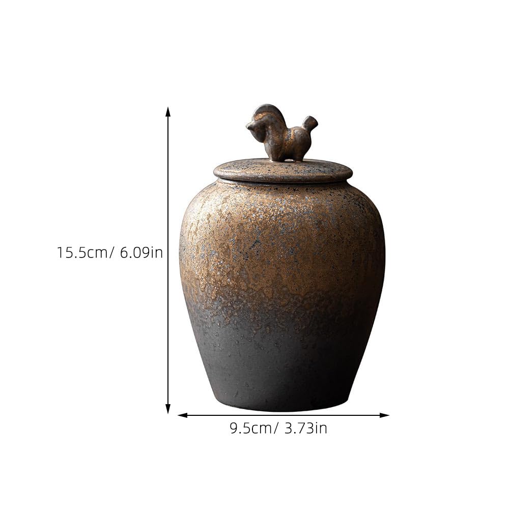 Ceramic Tea Leaf Storage Jar with Airtight Lid Small Japanese Style Tea Canister for Storage and Food Organization