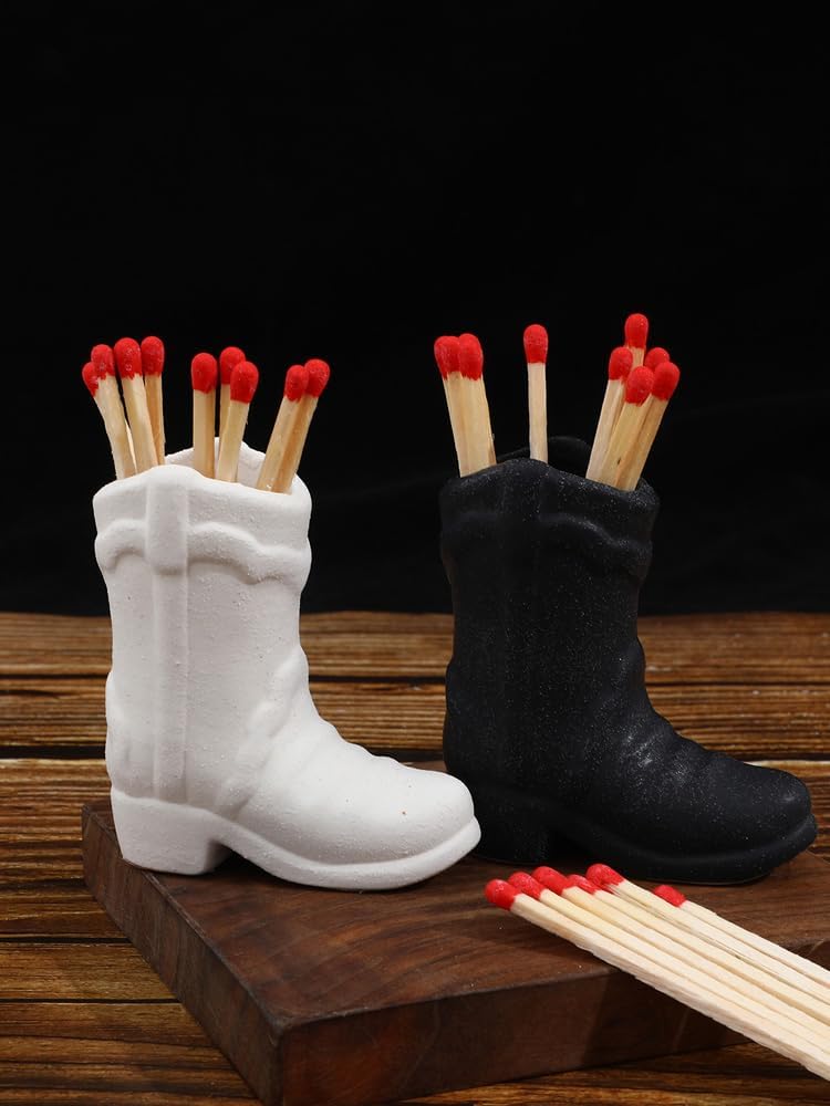 Ceramic Match Holder, Cute Boot Match Holder with Striker, Decorative Match Box, Small Match Jar Holder, Functional