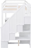 Twin Loft Bed with L Shaped Desk, Storage Drawers and Bookcase