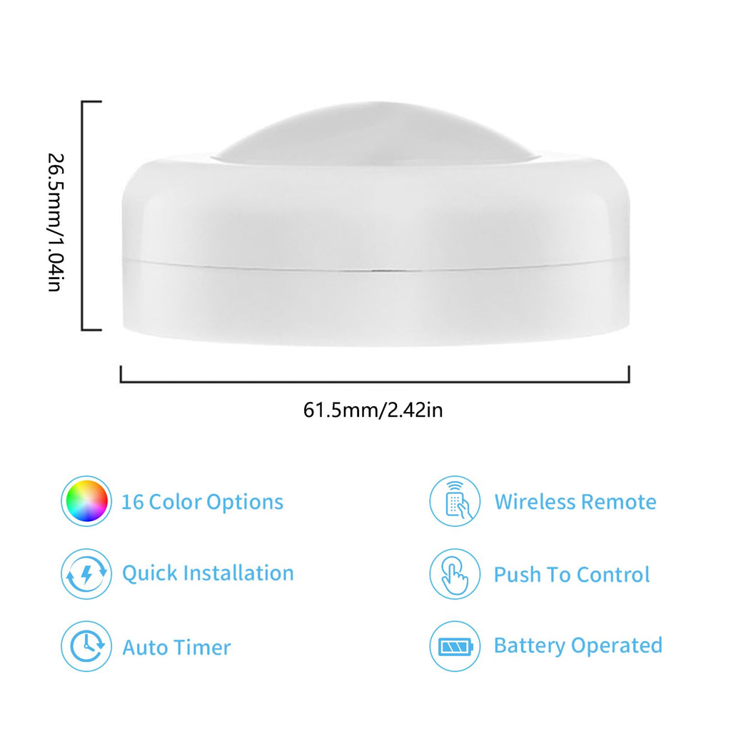 LED Puck Lights with Remote Control, Wireless Under Cabinet Lighting,Color Changing Lights with Dimmer and Timer, AAA