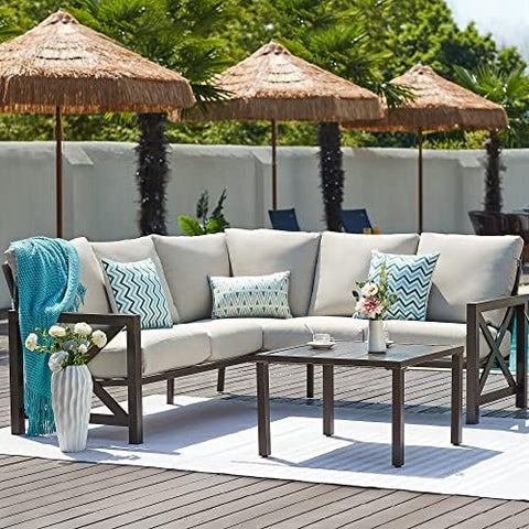 6-Piece Metal Outdoor Patio Furniture Set for Patio, Garden & Porch