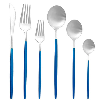 18/10 Blue Hand Silver Spoon Silverware Set 304 Stainless Steel Flatware Cutlery Set 36-Piece Adaline Royal Modern