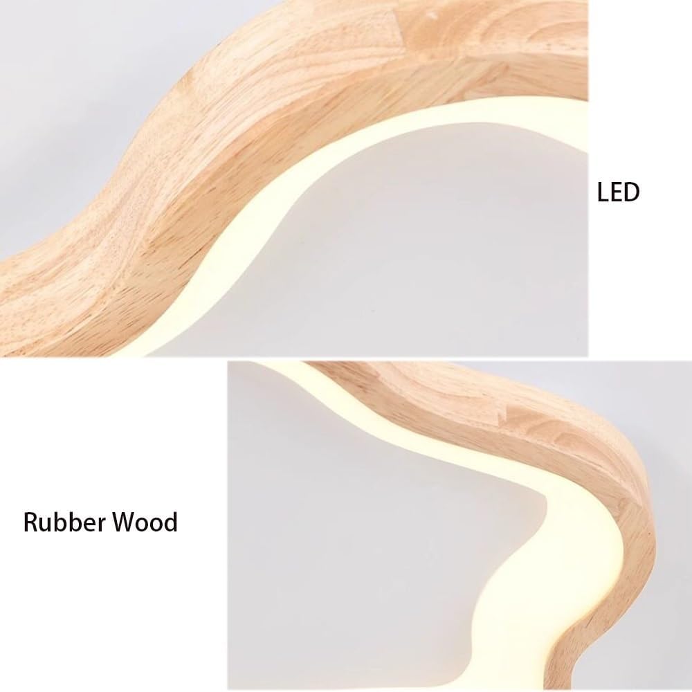 Wood Cloud Flush Mount Ceiling Light, Cream Shape Bedroom Lamp, Nordic Solid Wood Fixture, Kids Room, Hallway