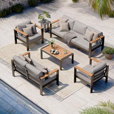 5-Piece Aluminum Outdoor Patio Furniture Set - Conversation | Graphite with Thick Cushions for Patio, Garden & Porch