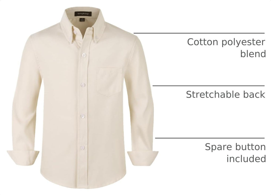Boys Oxford Shirt Long Sleeve Formal Dress Shirt