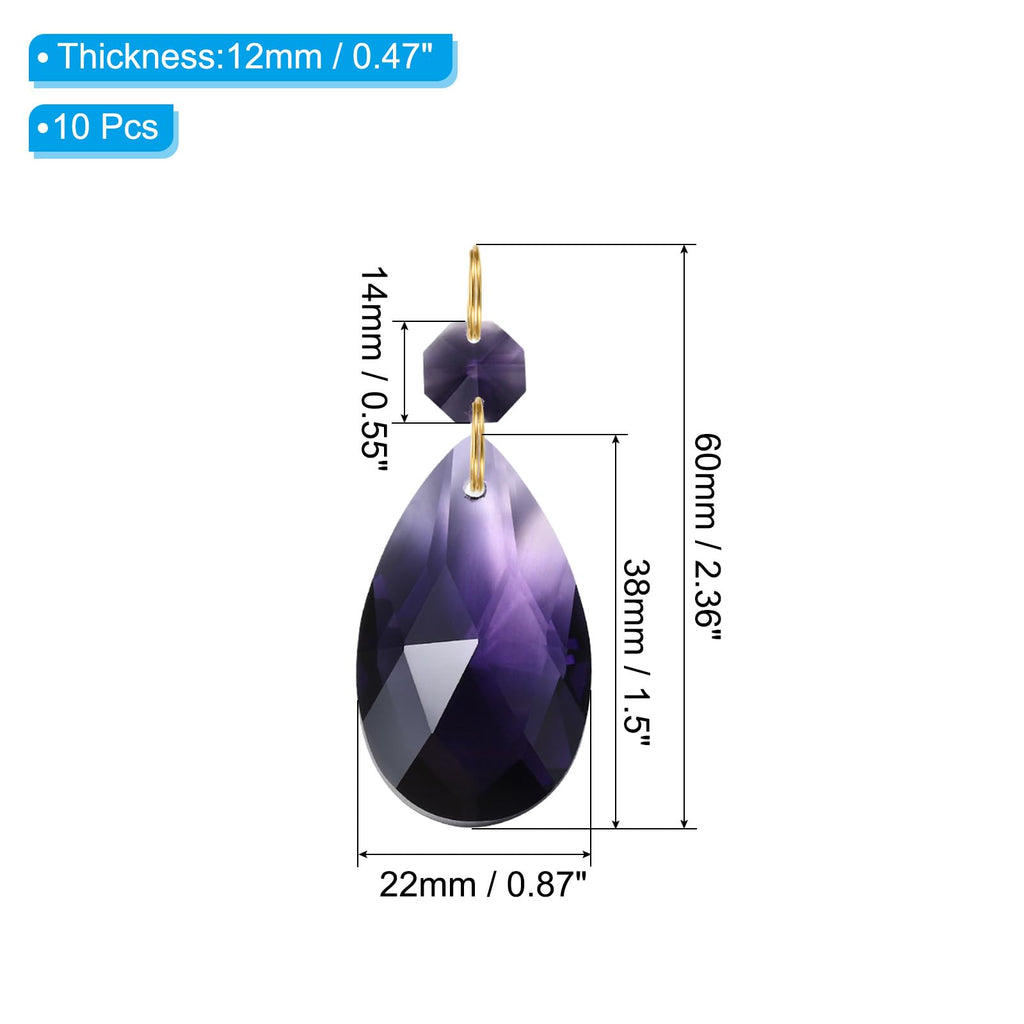 Teardrop Crystal Chandelier Pendants Beads, 10 Pack 60mm Length 38mm Chandelier Prisms Parts Ornaments Hanging Beads