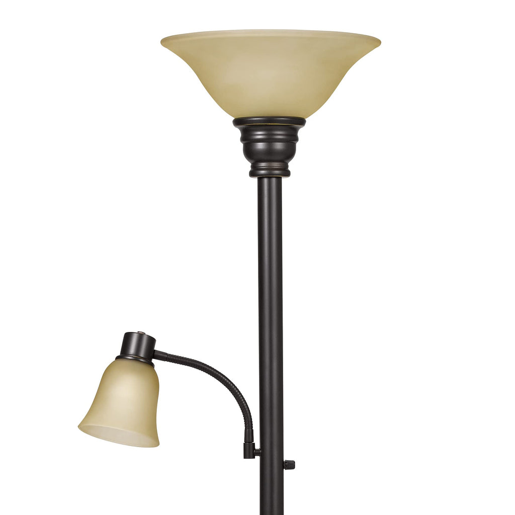 Transitional Uplight Floor Lamp with Reading Light, Standing Lamp, Living Room Light, LED Bulb NOT Included,71", Dark