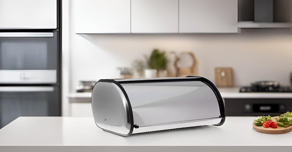 Bread Box - IT Stainless Steel Counter, Roll Top Lid, Large