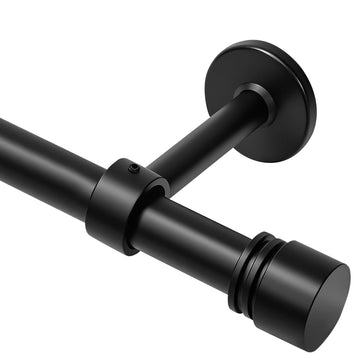 Long Curtain Rods 72-144 Inches(12ft), 1" Diameter Heavy Duty Black Drapery Rod for Large Windows - Adjustable Length