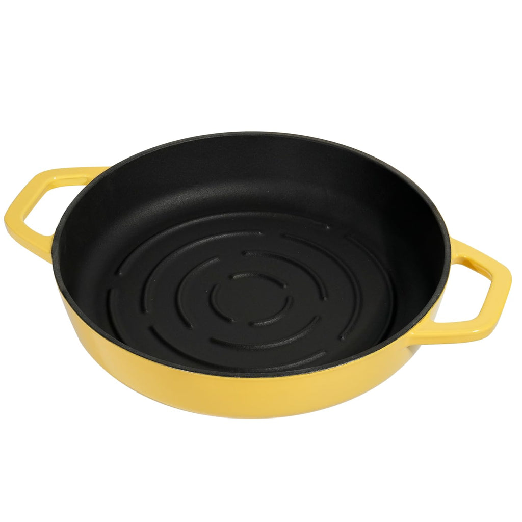 Cast Iron Bread Oven With Cloche Lid for Baking - Yellow Enameled Dutch Oven With Dome Lid for Sourdough - 5 qt