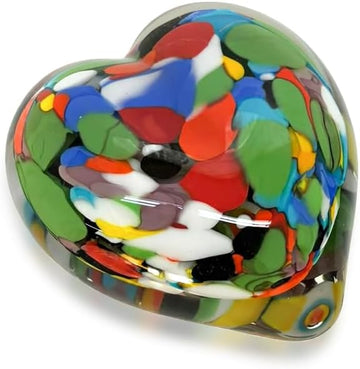 Ca D Oro Small Glass Heart Ornament - Hand Blown Murano Style Colored Heart Paperweight, Decorative Colored Glass