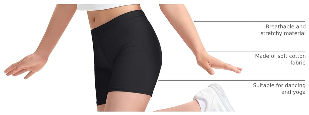 Girls Bike Shorts Cotton Cartwheel Dance Under Dress Shorts for Kids