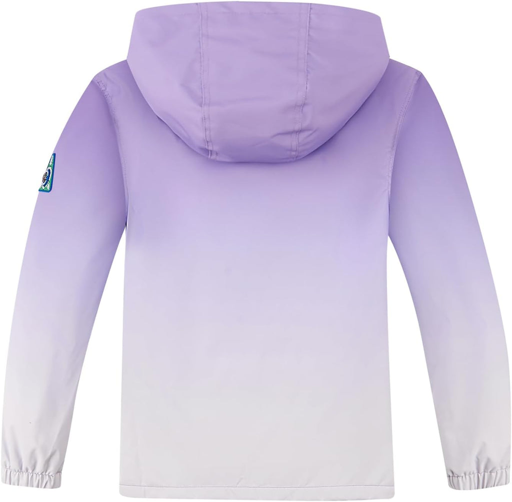 Boys Girls Rain Jacket Lightweight Waterproof Hooded Fleece Lined Raincoat Windbreakers for Kids
