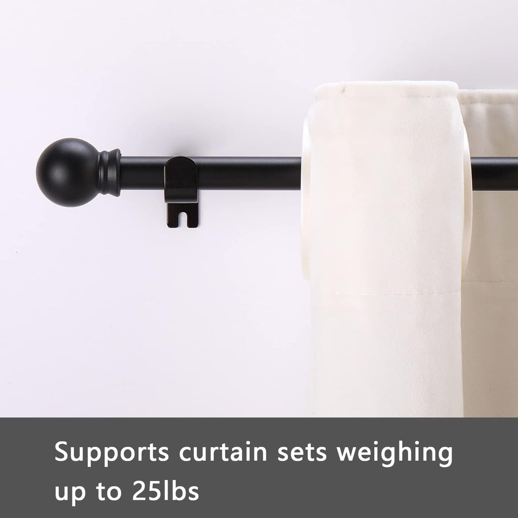 Curtain Rods for windows, 5/8 inch Decorative Matte Black Splicing Heavy Duty Metal Curtain Rod set