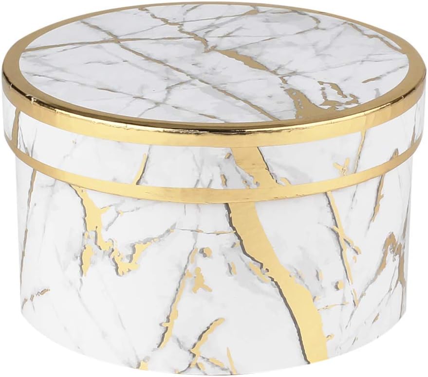 Round Gift Boxes with Lids Marble White Gift Box Assorted Sizes Nesting Gift Boxes for Presents Birthday - Set of 4