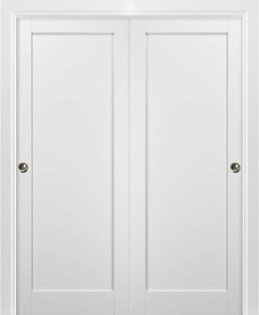 Sliding Closet Door SARTODOORS Quadro 4111 Bypass Interior Doors, no Glass, MDF, 84x80, White, Moder