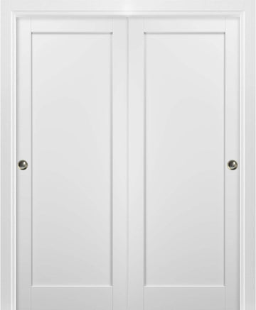 Sliding Closet Door SARTODOORS Quadro 4111 Bypass Interior Doors, no Glass, MDF, 84x80, White, Moder